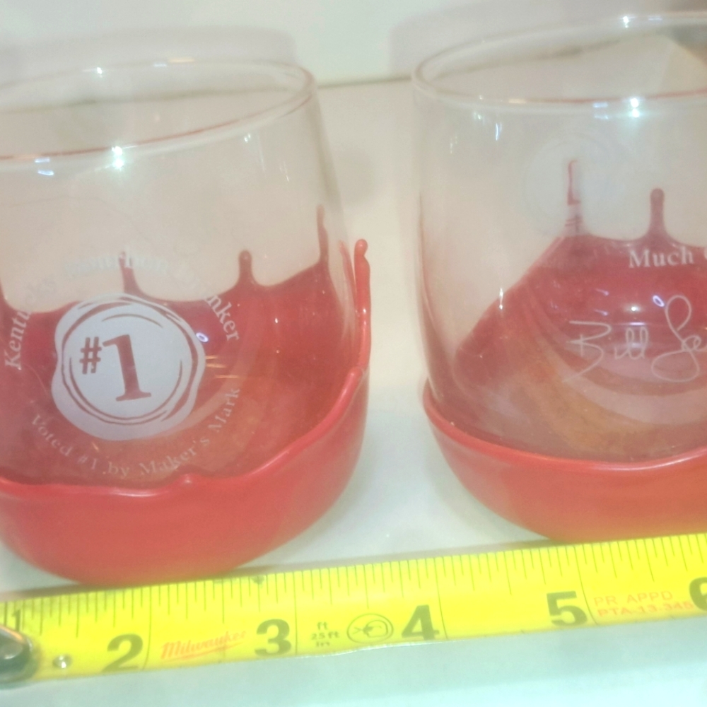 Maker's Mark Whiskey Scotch Brandy Drink Clear Glass Tumblers 2x Glasses